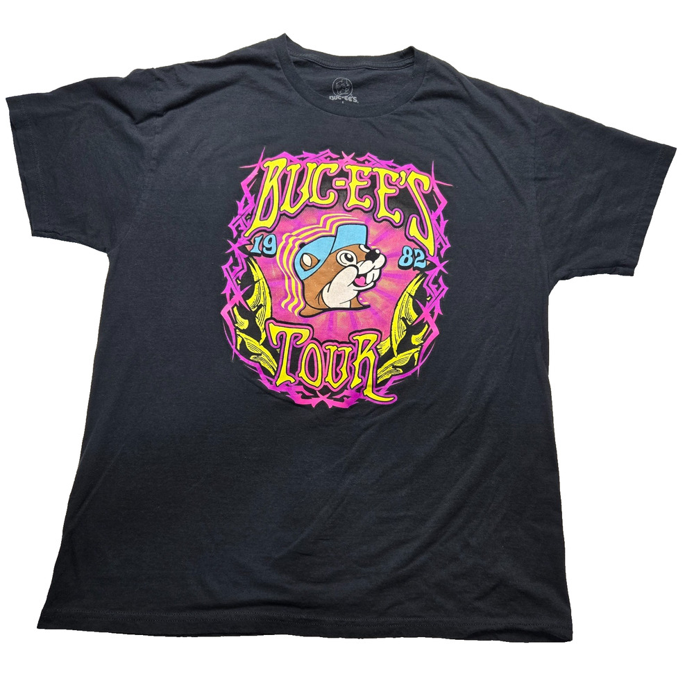Buc-ee's Tour Beaver Believer Men's Large Black Short Sleeve T-Shirt.